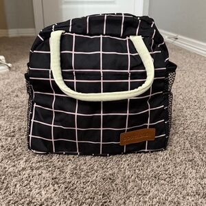 Black and Pink Grid Women's Bag
